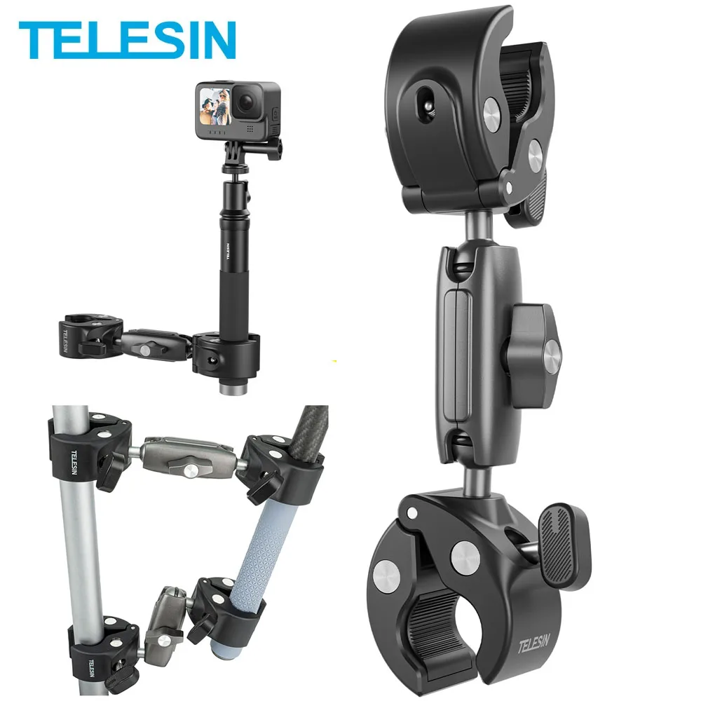 

TELESIN Motorcycle Bike Monopod Bicycle Handlebar Panoramic Mount Invisible Selfie Stick Bracket for GoPro 11 10 9 DJI Insta360