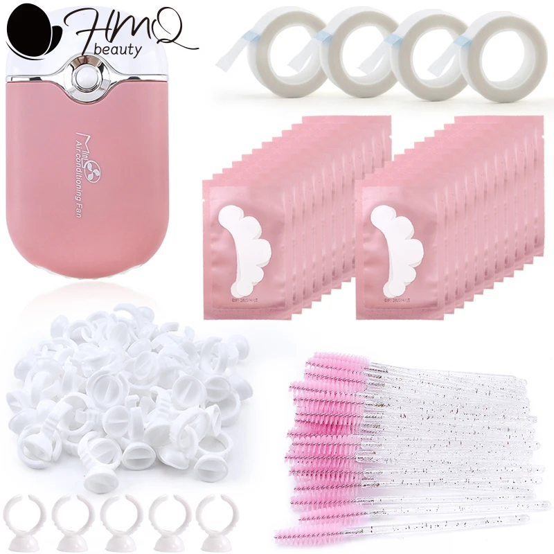 

Wholesale Eyelash Extension Supplies Set Eye Patches Tape Glue Ring USB Fan Lash Eyebrow Brushes Grafting Eyelashes Makeup Tools