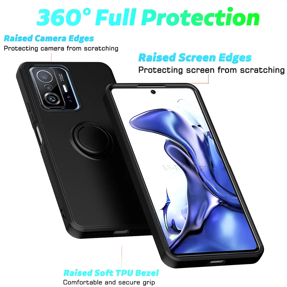 Жидкий силиконовый противоударный чехол-держатель с магнитным кольцом для Xiaomi Mi