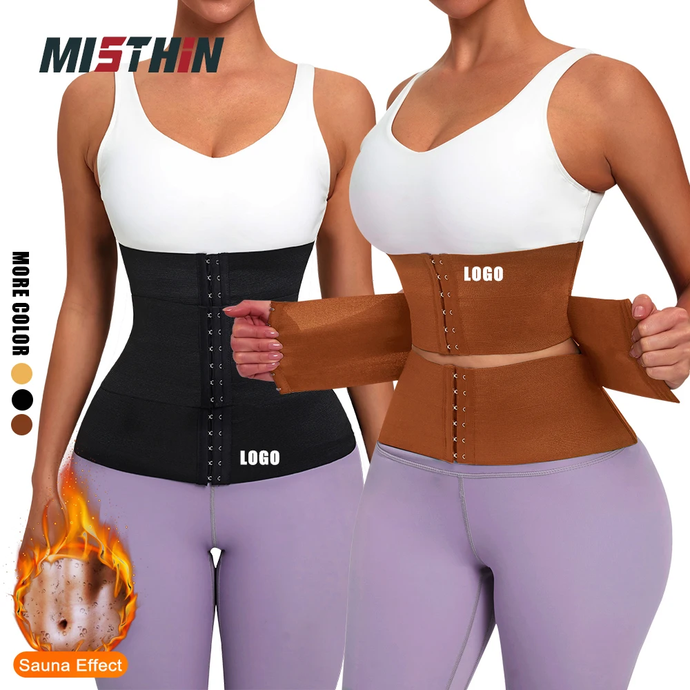 MISTHIN Plus размер 3 частей черной кожи дышащий двойной пояс тренер латекс Shapewear