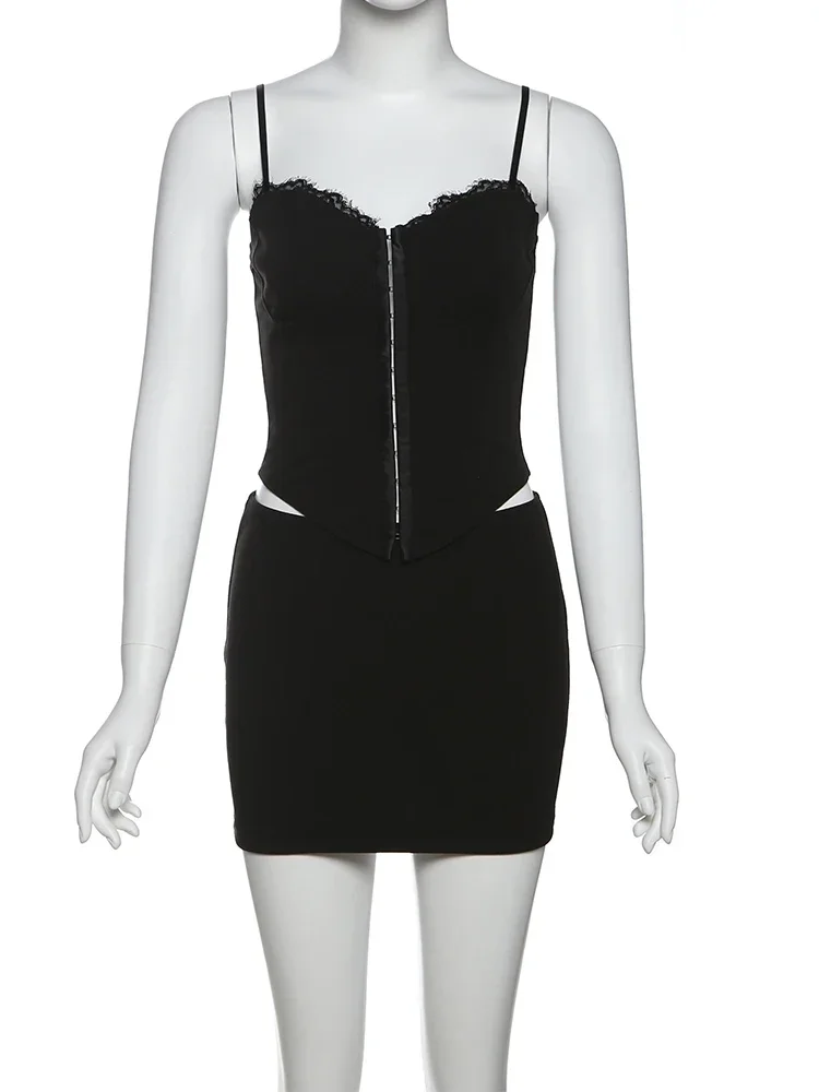 Laxsesu Vogue женский комплект из 2 предметов Y2K кружевной однобортный камзол с скрытой