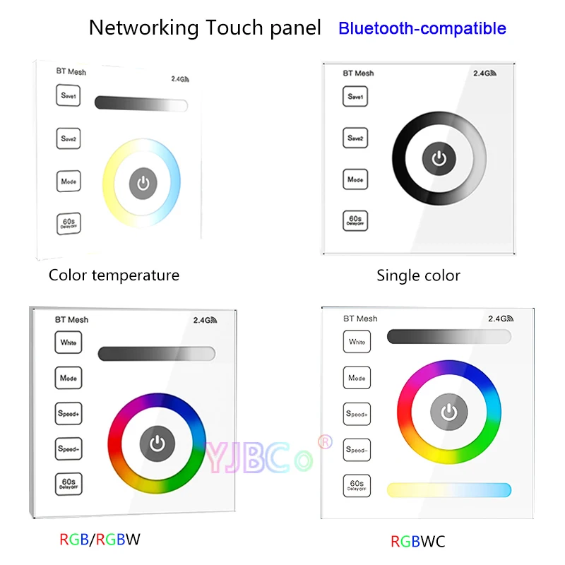 

Сенсорный переключатель 12 В 24 В Одноцветный/CT/RGB/RGBW/RGB CCT Bluetooth-совместимый из закаленного стекла 86 sty, контроллер светодиодной ленты