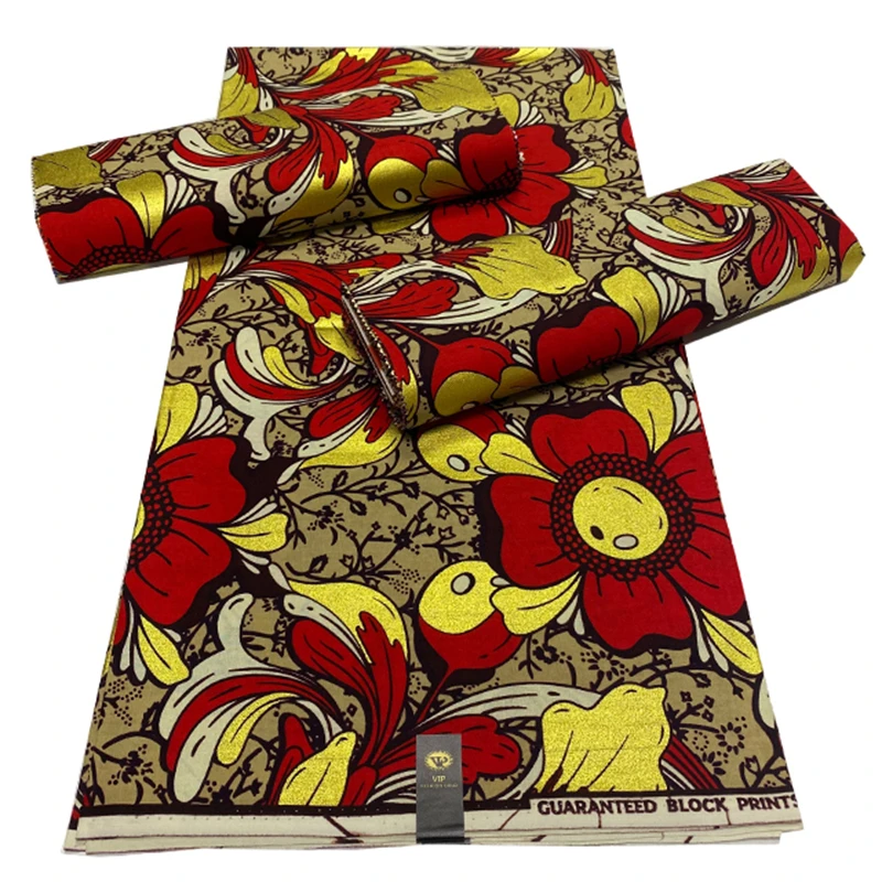

Latest African Golden Wax Fabric 100% Cotton High Quality Nigeria Batik Print Ankara Gold Wax For Sewing 6 Yards Women Fabrics