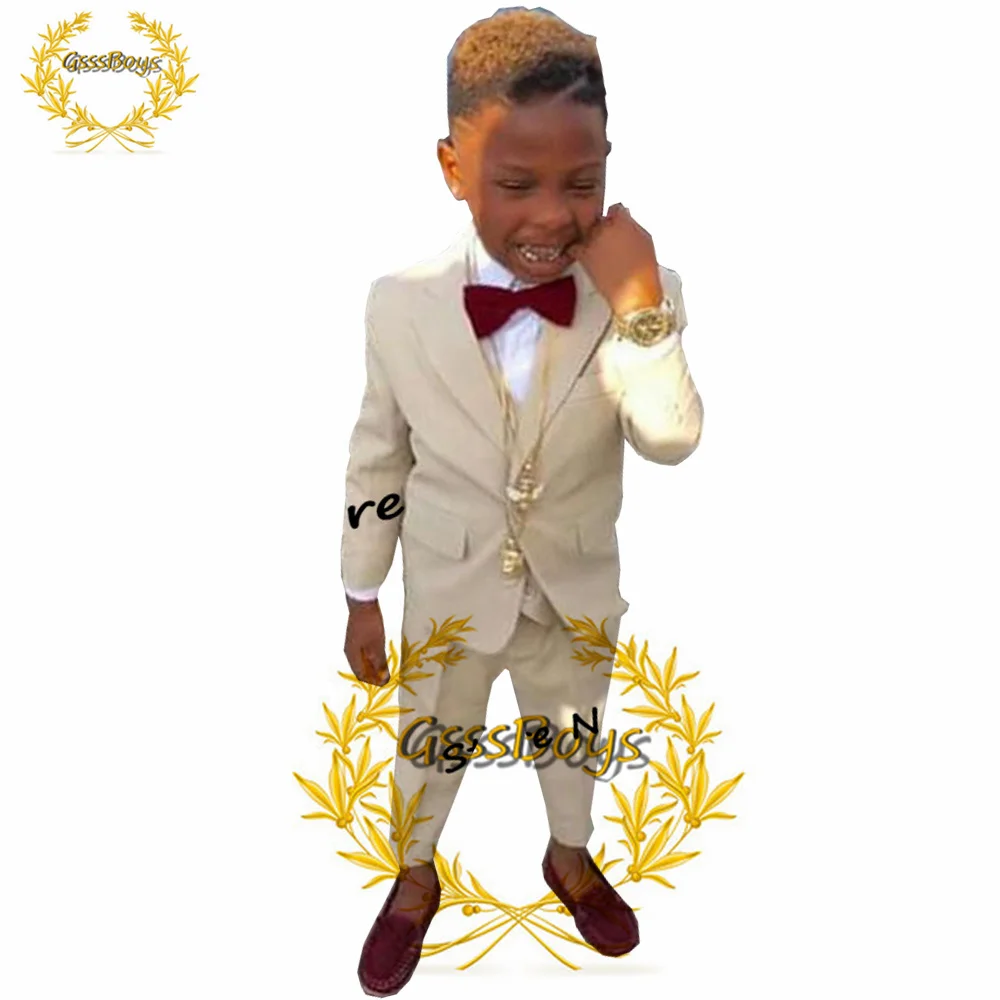 Boy's Suit Formal Wear Shawl Lapel Children Clothing For Wedding Tuxedo Party Kids Suit Boy Blazer Set (Jacket+Pants+Vest)