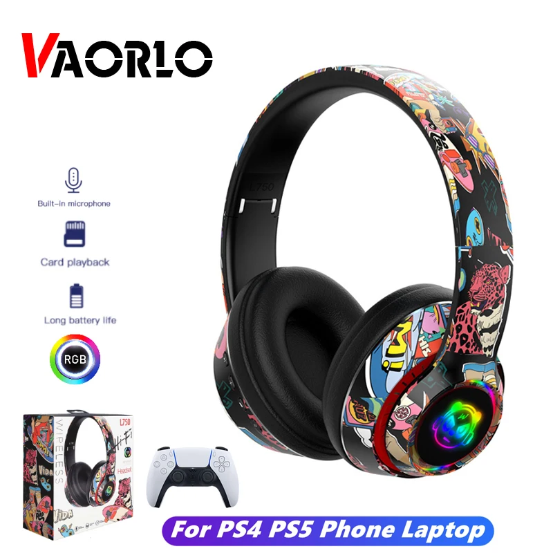 

Bluetooth 5.1 Stereo Hi-Fi Wireless Headphones with Mic Sports Noise Cancelling Earphone TF Card Gaming Headset for PS4 PC