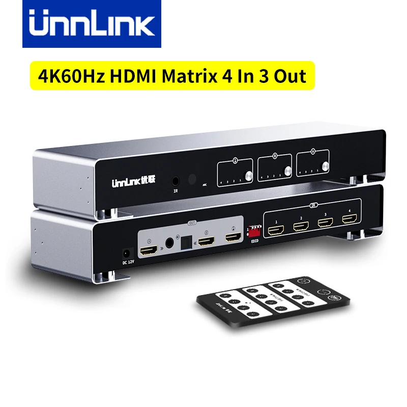 Unnlink 4K 60 Гц HDMI матрица 4x2 видео переключатель сплиттер 4 в 2 выход с оптическим 3,5 мм аудио конвертер для домашнего кинотеатра