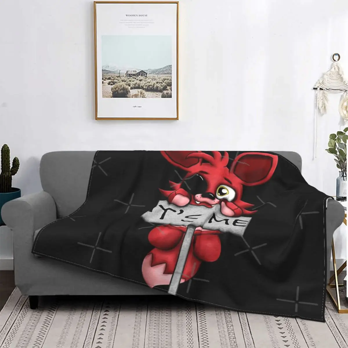 

FNAF-Manta de Foxy de felpa, colcha a cuadros para cama, sofa, fundas de muselina, ropa de cama y fundas