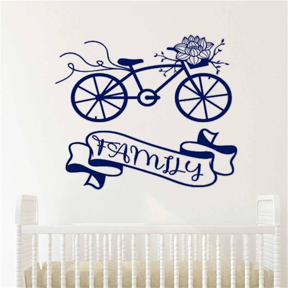 

Bike Wall Stickers Bicycle Family Bike Decals Vinyl Murals For Kids Vintage Window Bedroom Home Decor Removable Poster HJ1187