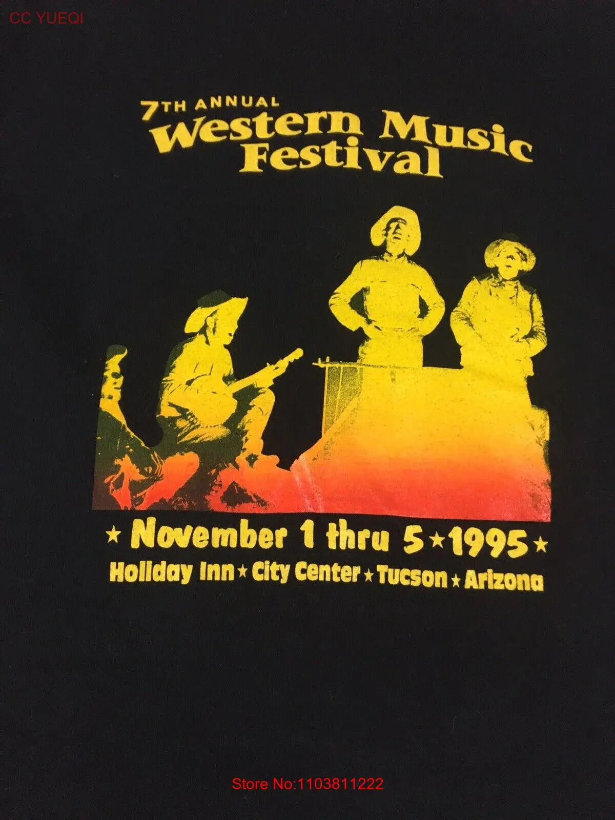 Винтажная Футболка 7-й ежегодный Западный музыкальный фестиваль 1995 Tusson Аризона