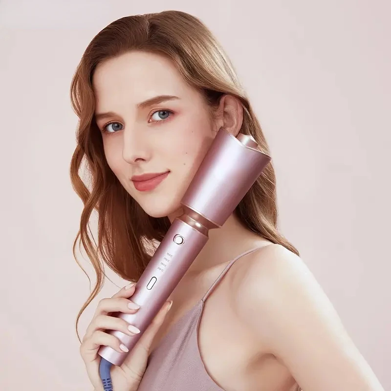 Automatic Hair Curler Auto Rotating Hair Curling Iron With 4 Adjustable Temps And Auto Shut-Off Pink Culing Wand With 1''Ceramic