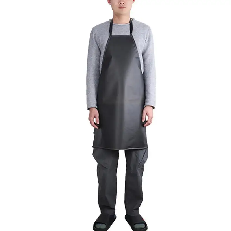 

Kitchen Apron PVC Waterproof Black Ladies Men Home Aprons Wipeable Oil Resistant Baking Accessories Restaurant Cafe Aprons