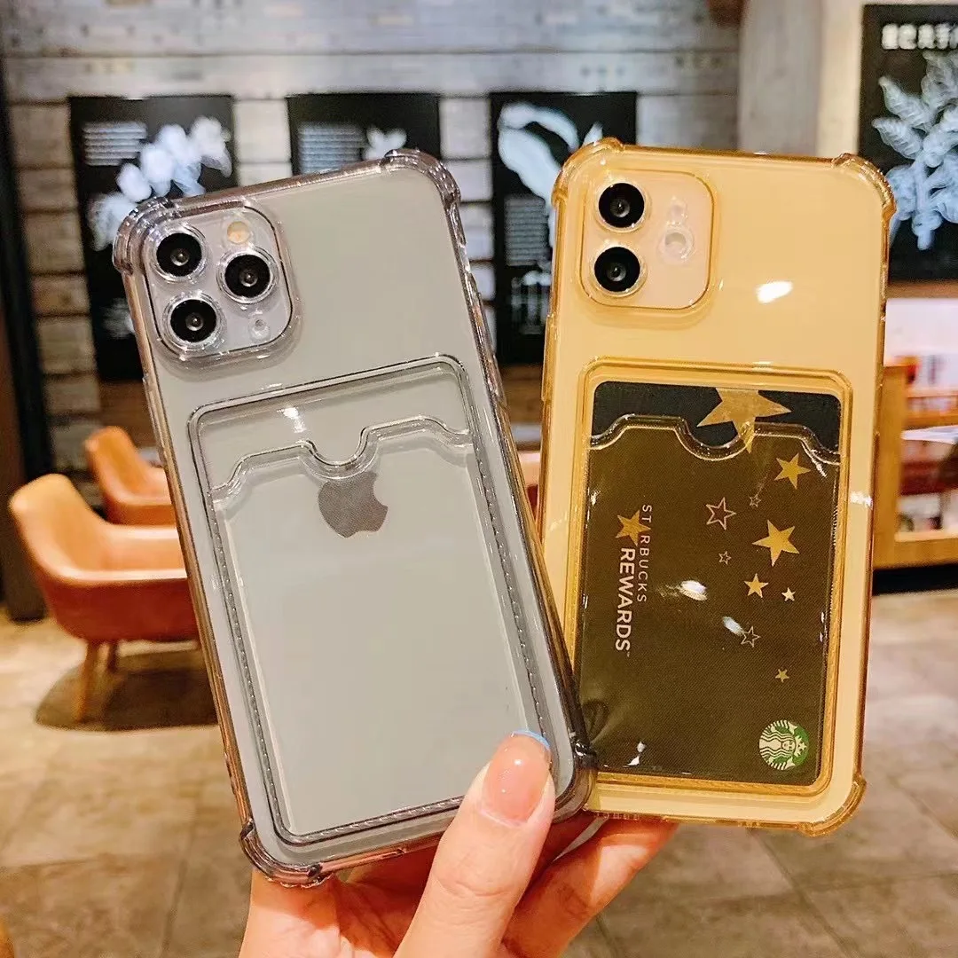 

Shockproof Transparent Phone Case for iPhone 14 13 11 12 Pro Max XS XR 7 8 Plus Ultra Thin Soft Silicone Cover Card Holder Shell