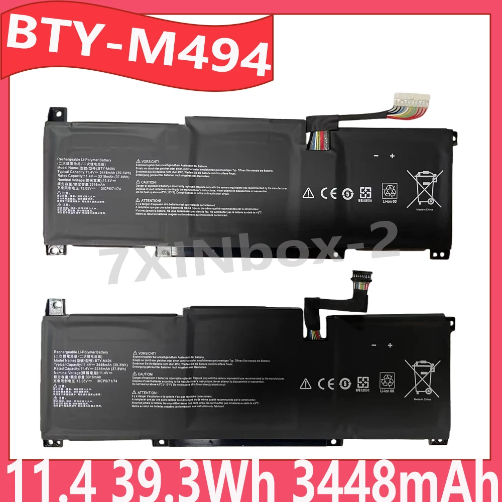 Фото BTY-M494 11,4 В, 39,3 Втч, 3448 мАч, аккумулятор для ноутбука MSI MODERN 14 C11M C12M C12MO 15 A10RB A11M для Mechrevo MR X3 X3-LH01 №1
