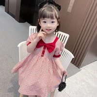 girls dresses 2022 new summer college style sub skirt western style childrens baby bow princess dress toddler girl clothes