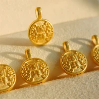 1pcs pure 999 24k yellow gold men women lucky xiangyun circle pendant