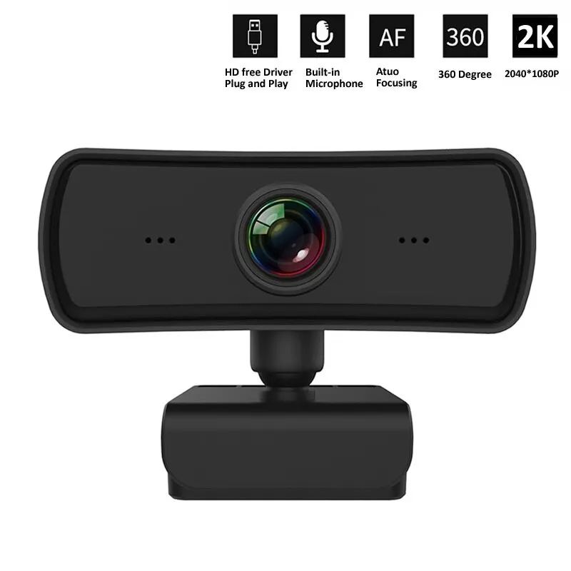 

NEW 2K Webcam HD Computer PC WebCamera with Microphone Rotatable Cameras for Live Stream Video Class Conference PC Gamer