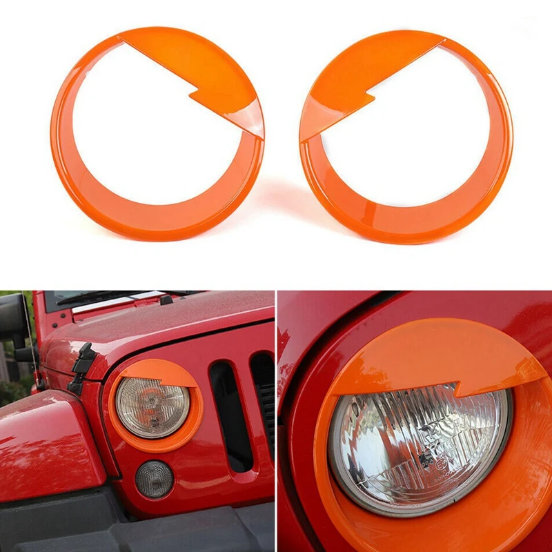 

For Jeep Wrangler 2007-2018 JK JKU Front Headlight Trim Cover Trim Bezels Orange