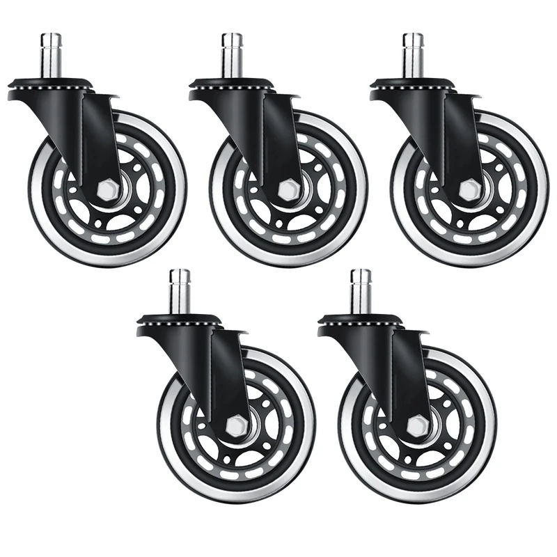 

5Pcs Office Chair Caster Wheels Replacement 2.5 Inch Office Chair Wheels Soft Rubber Wheel Furniture Hardware(11X22)
