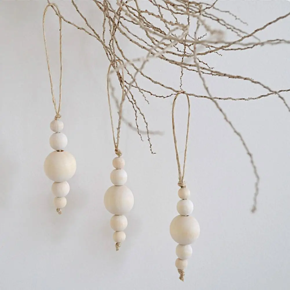 

4Pcs Eye-catching Eco-friendly Wooden DIY Crafts Lanyard Design Wooden Beads Ornaments Holiday Decorations Create Atmosphere