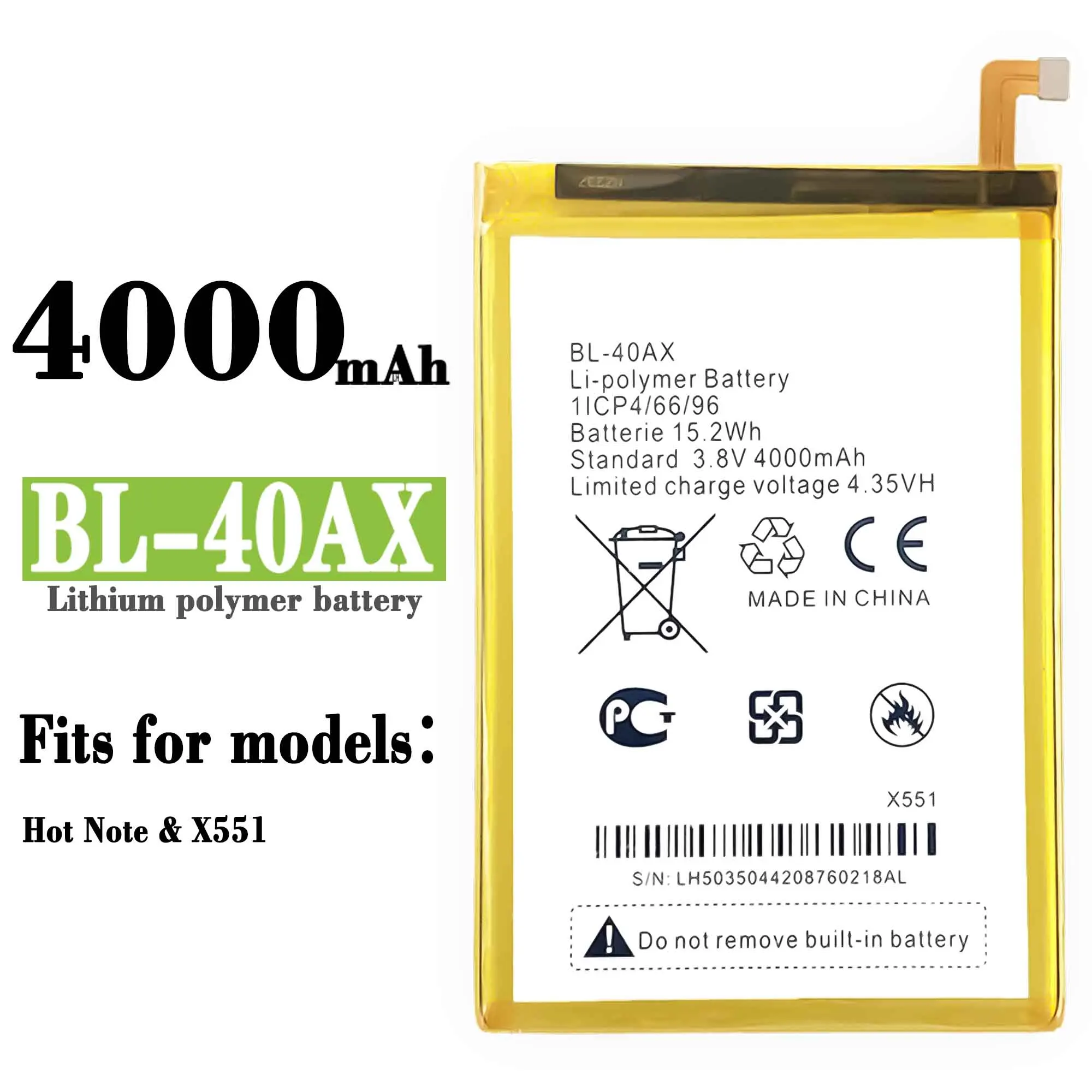 3 8v 4000mah replacement battery for infinix hot note x551 bl 40ax bl 40ax baterij batterie batteria cell phone batteries free global shipping