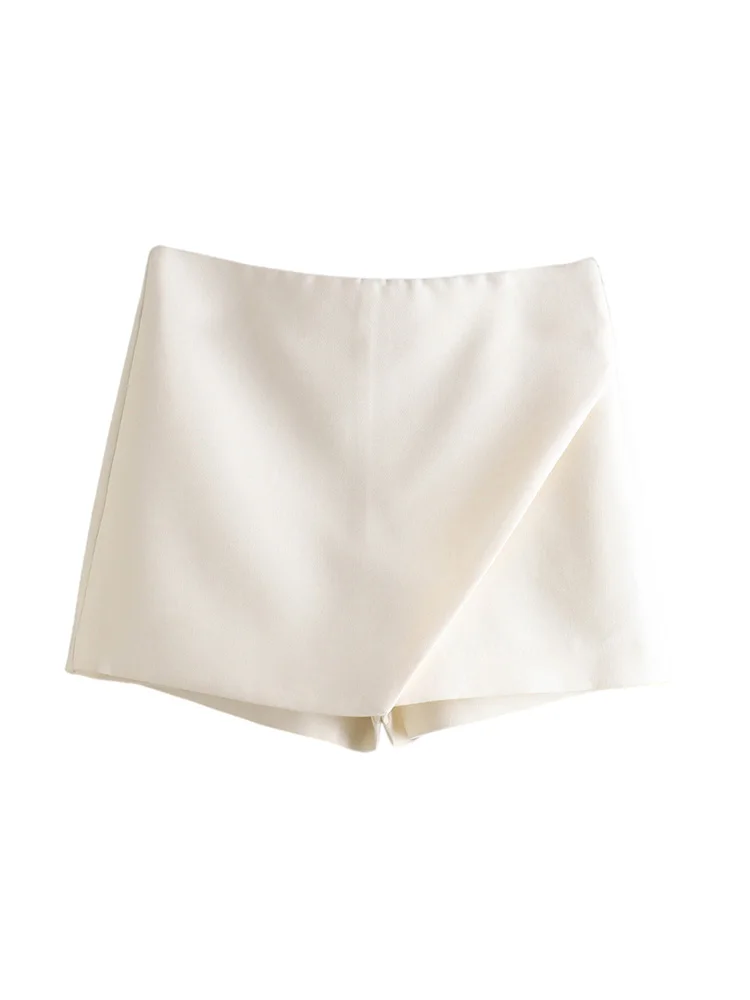 

High Waist Side Zipper Female Skort Mujer Women Fashion Asymmetrical Shorts Skirts Vintage