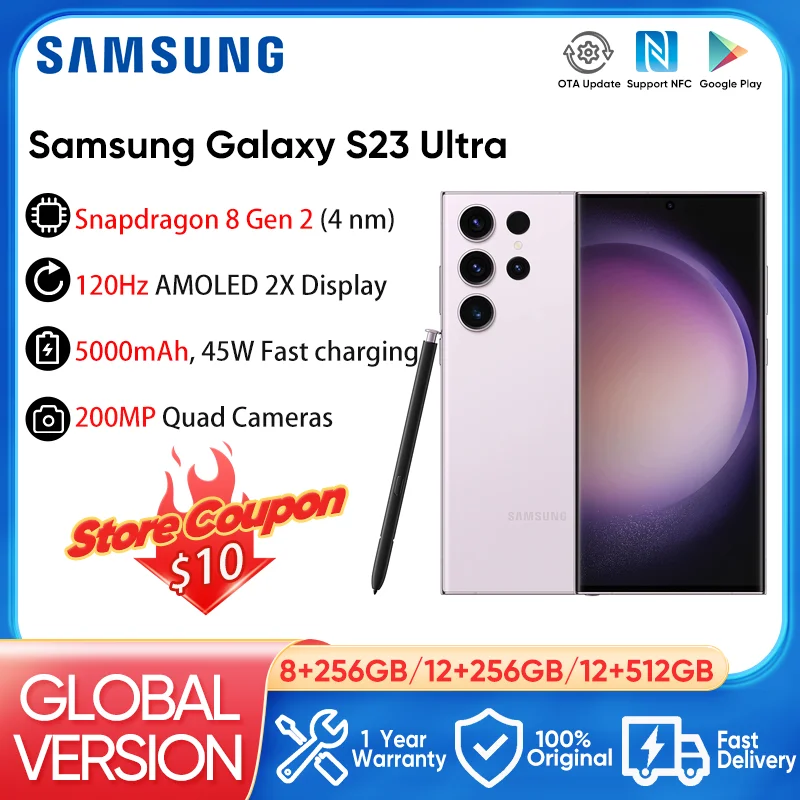 Смартфон Samsung Galaxy S23, 2023 дюйма, 6,8 Гц, AMOLED, 2 камеры, 120 МП