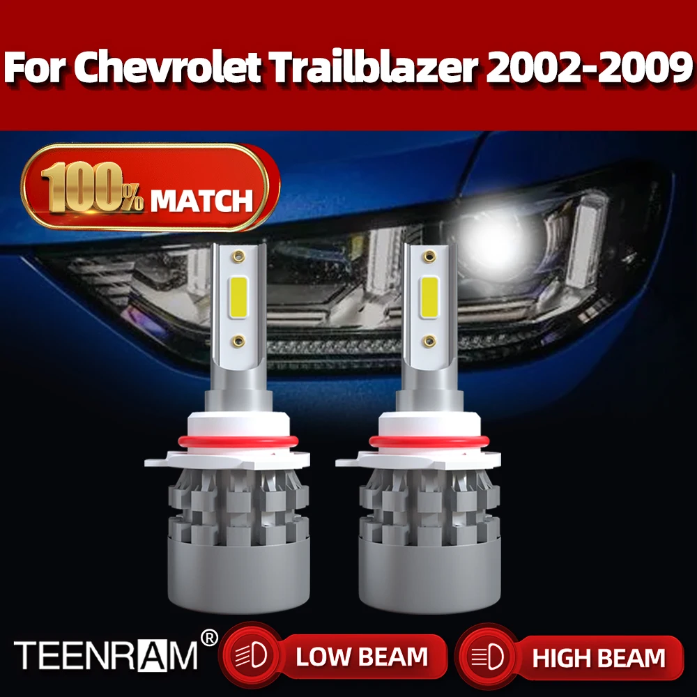 

9005 HB3 9006 HB4 Car LED Headlights Bulb 40000LM Turbo Auto Headlamp 6000K For Chevrolet Trailblazer 2002-2006 2007 2008 2009