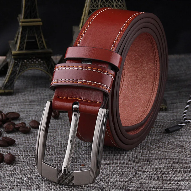 3.8cm Casual Men's Belt Retro Alloy Pin Buckle Simple Business Belt for Men Fashion Youth Waistband