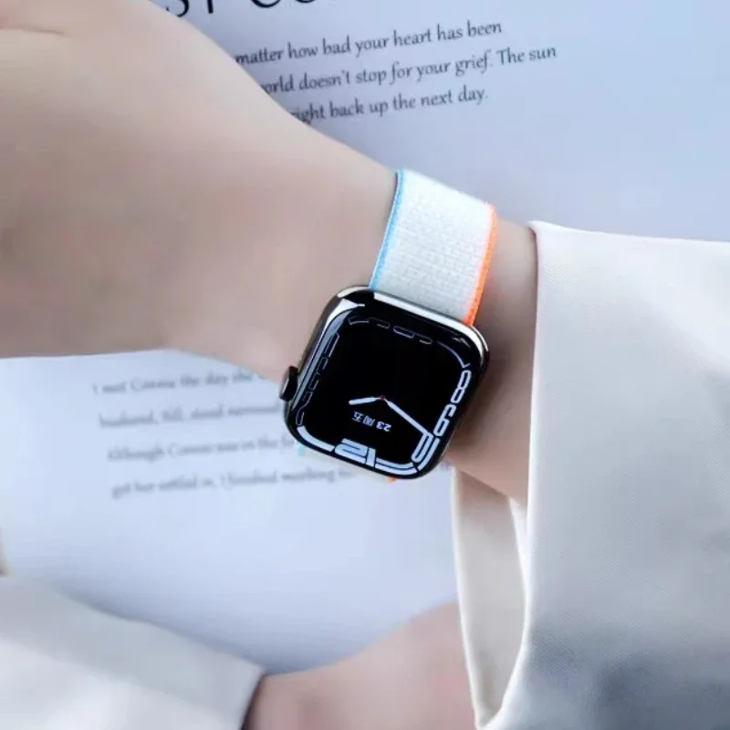 Ремешок нейлоновый для Apple Watch UItra/2 49 мм 10 42 46 9 8 7 45 41 эластичный плетеный браслет