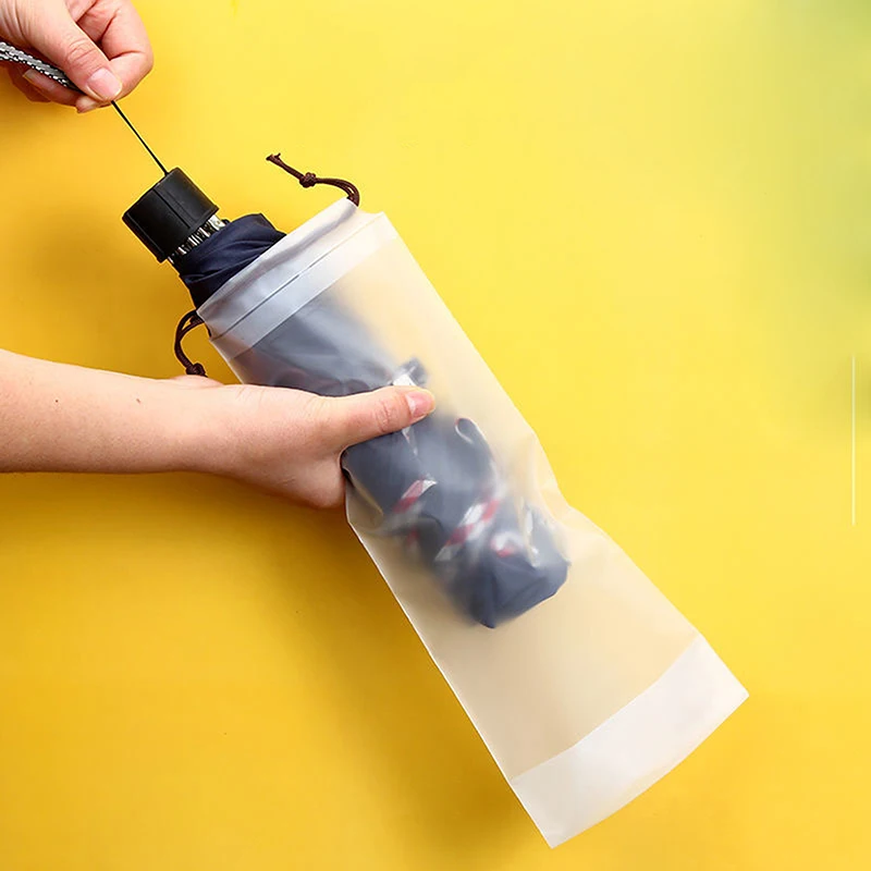 

Matte Transparent Plastic Bag Umbrella Storage Bag Reusable Umbrella Drawstring Storage Cover Home Storage Organizer