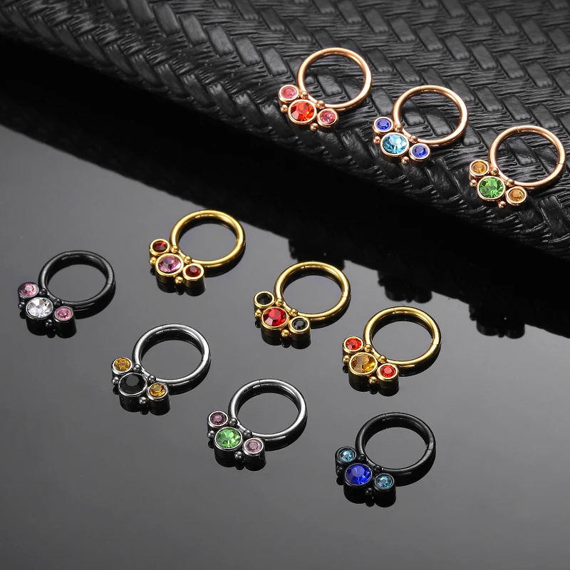 G23 Titanium Surgical Metal Earring Septum Tragus Piercing Ten Style Zircon Plating Nose Ear Ring Clicker Body Jewelry 16G 2022 |