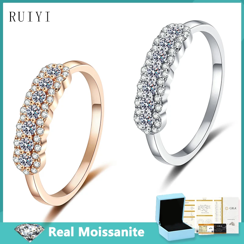 D Цвет 0 37 карата Простое кольцо с муассанитом и GRA из стерлингового серебра 925