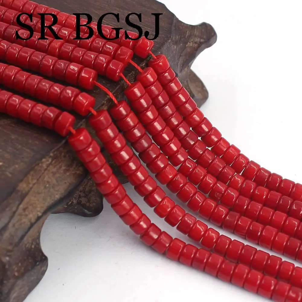 

3x5mm Nice Rondelle Beaded Jewelry DIY Real Genuine Natural Red Coral Beads 15"