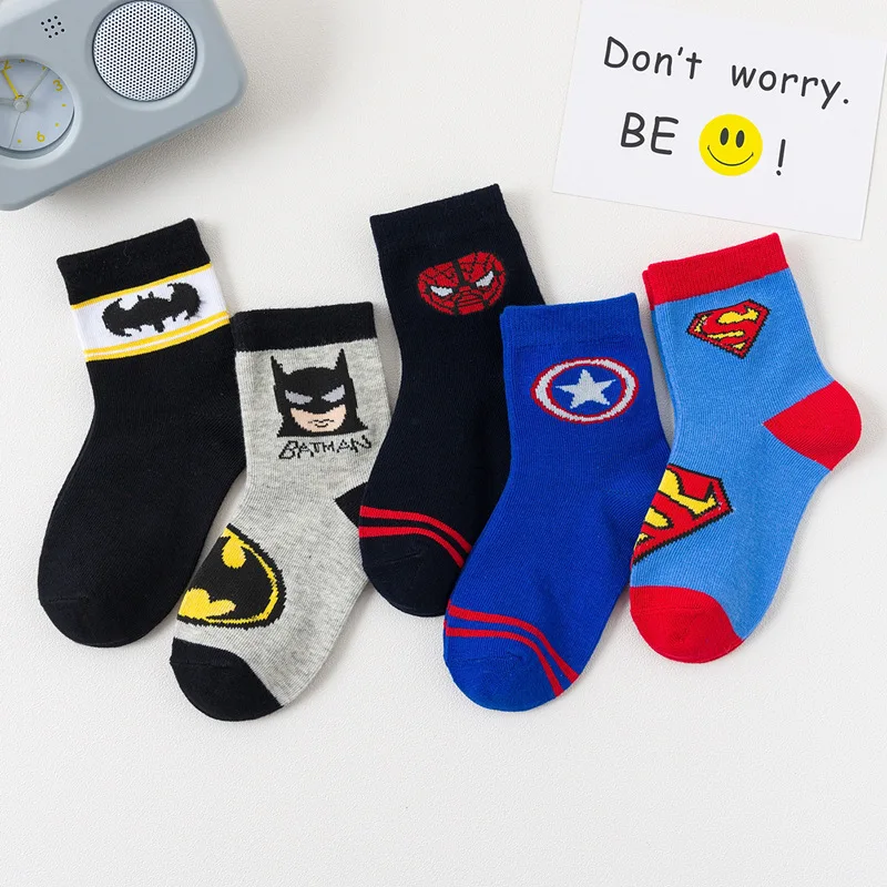 

5Pairs Disney SpiderMan Kids Baby Boys Socks Mesh Spring Summer Cartoon Pattern Breathable Sweat-absorbent Cotton Sports Socks