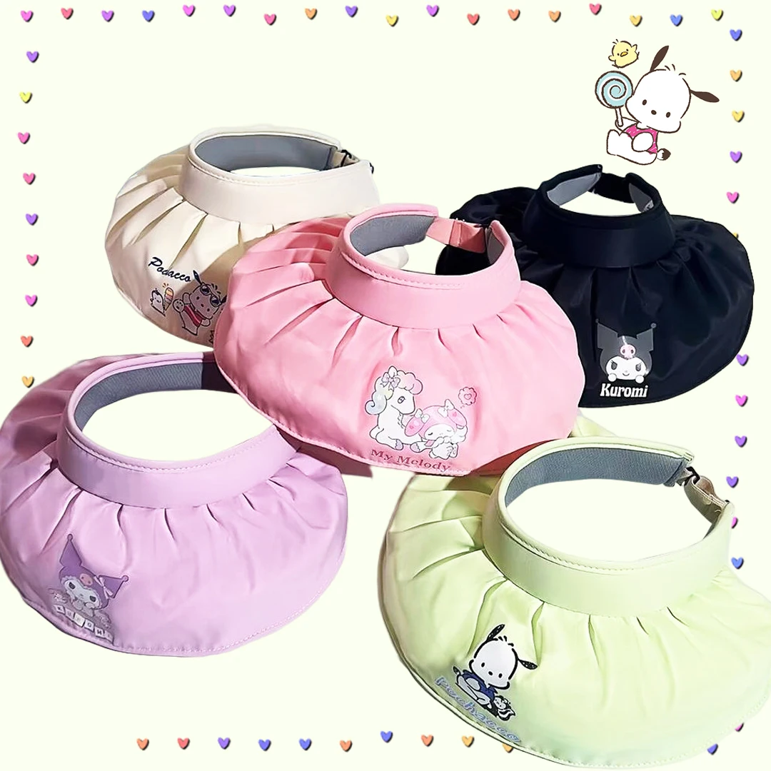 

Sanrioed Kids Sun Hat Kawaii Summer Preventing Sunburn Outside Anime Pochacco Kuromi My Melody Cute Girls Boys Gifts Sunbonnet