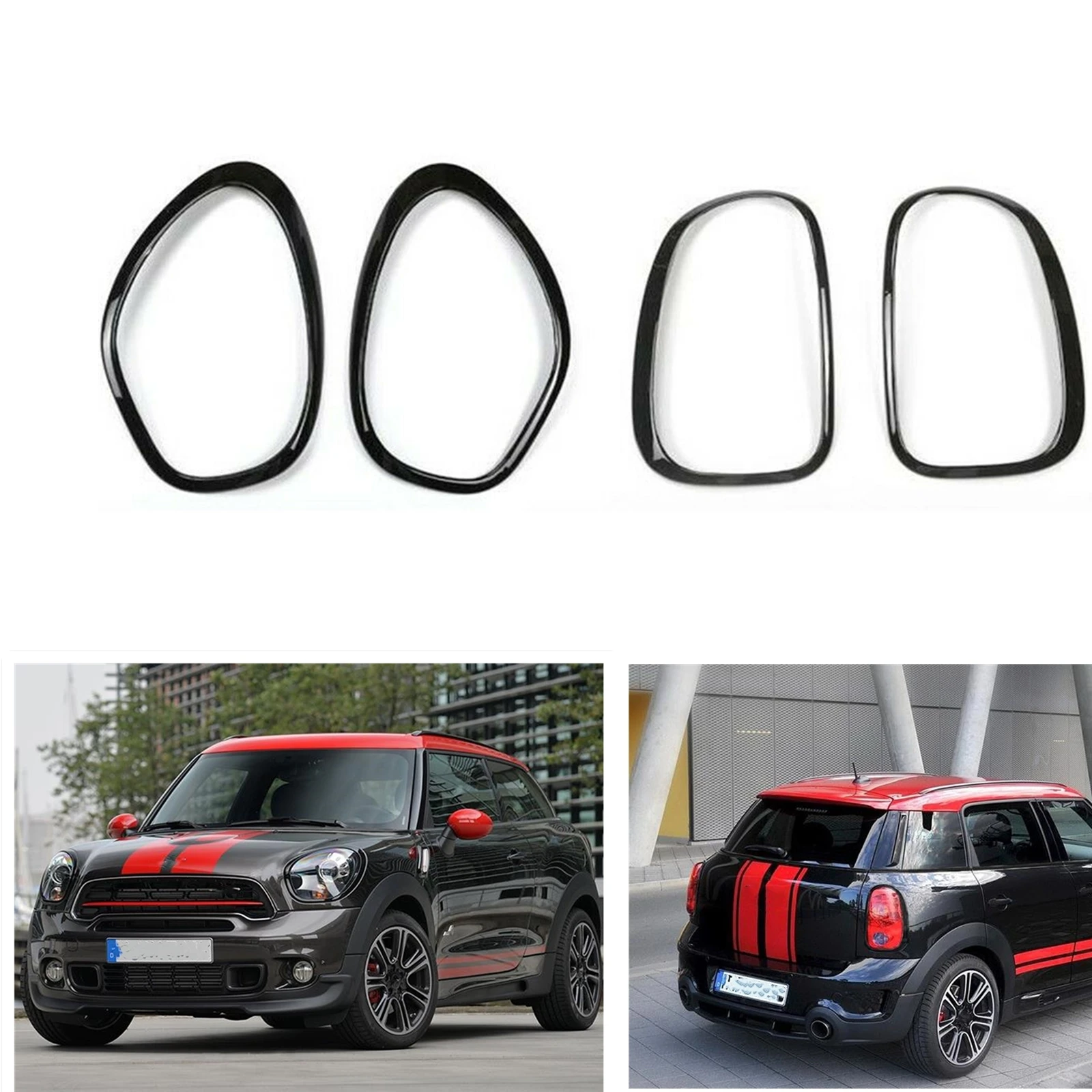 

4 Pieces Front Head Light & Rear Lamp Trim Cover Frame Sticker Headlight Rim Strip For MINI R60 Countryman 2011-2016 51139812899