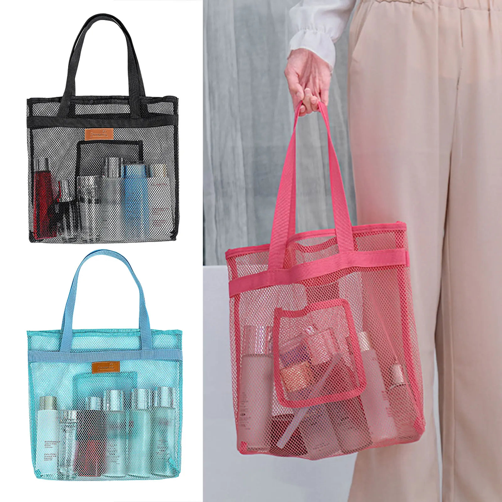 

Женская сумка для хранения, вместительная сумка через плечо, Пляжная портативная Сетчатая Сумка, сумки, дорожная сумка для купания