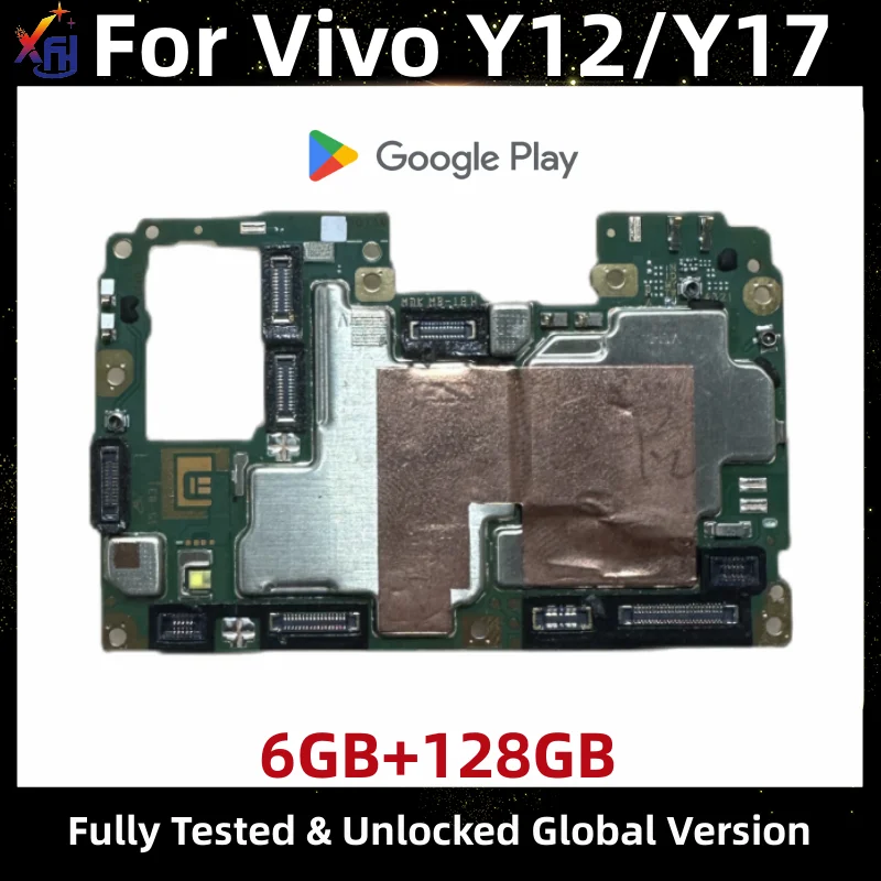 Enlarge Original Unlocked Main Circuits board Motherboard MB For Vivo Y12/Y19 With Google App Installed Logic Board 128GB ROM Helio P22