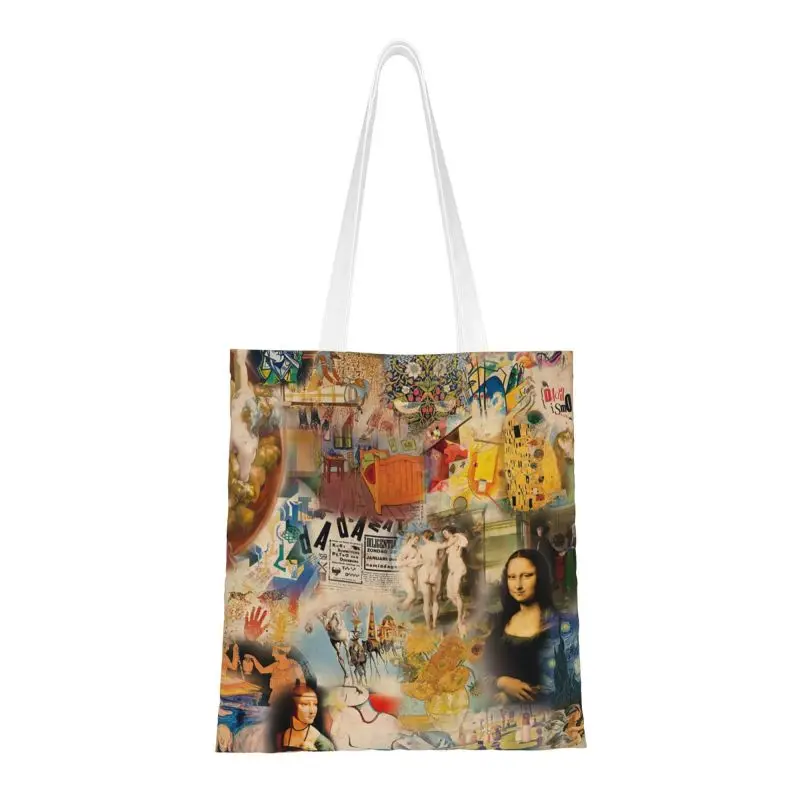 

Custom Van Gogh History Of Art Canvas Shopping Bags Women Washable Grocery Da Vinci Mona Lisa Picasso Painting Tote Shopper Bags