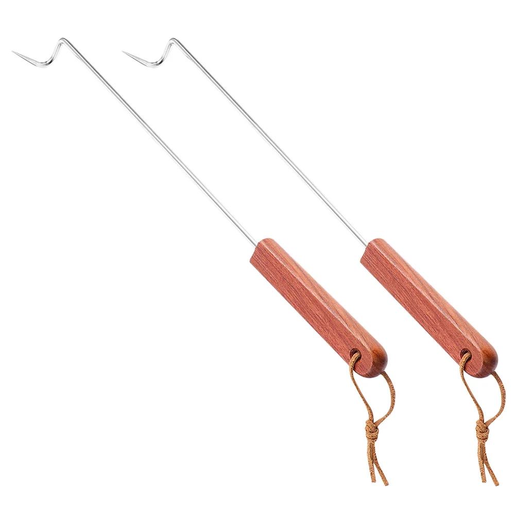 

2pcs Meat Hooks Stainless Steel Grill Flipper BBQ Turner Restaurant Meat Tuner
