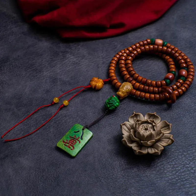 Расстроченные бусины из бычьей кости с потертостями подвеска 108 бусин аксессуары