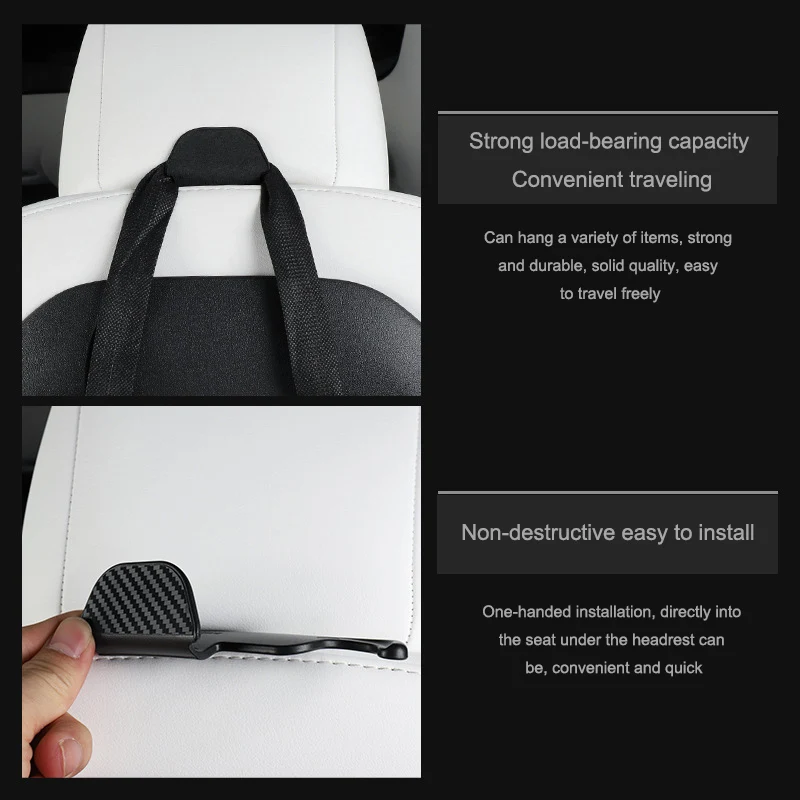 Для Tesla Model 3/Y 2021-2024 2 шт. искусственные крючки для автомобильных сидений вешалка