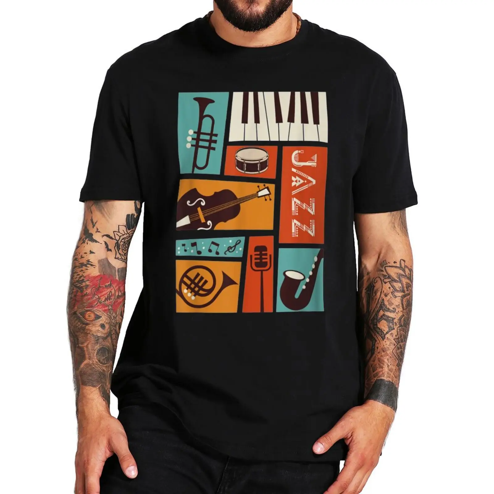 

Jazz Snare Piano Music Band T Shirt Musician Saxophone Trumpet Musical Instrument Funny T-Shirt For Men Women 100% Cotton
