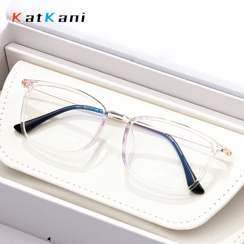

KatKani Fashion Retro Square Ultra Light Pure Titanium Eyewear Optical Prescription Glasses Frame Man Woman Transparent 1011