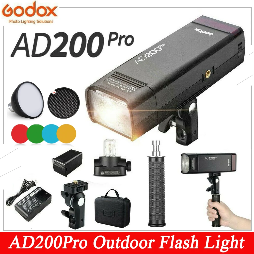 Уличная вспышка Godox AD200Pro 2 4 Вт 1/8000G HSS Speedlite стробоскопическая AD-S2 Стандартный