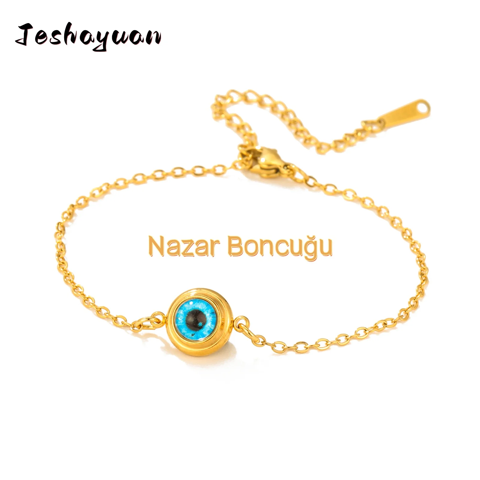 Jeshayuan новый синий браслет от сглаза для женщин из нержавеющей стали Nazar Boncuğu