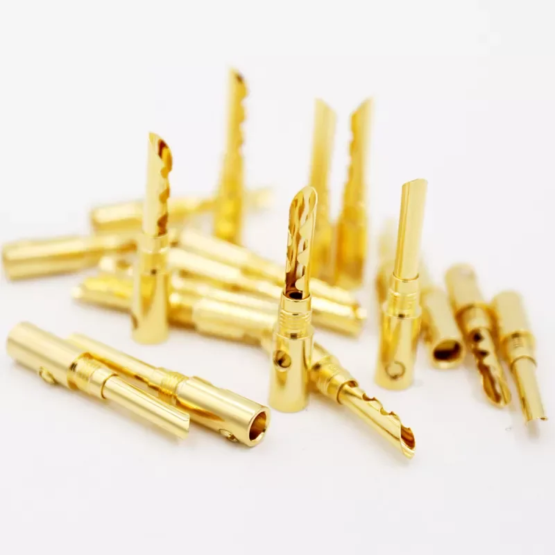 

NEW2023 12pcs 24K Gold Plated Copper BFA 4mm Banana Plug Male Speaker Connector