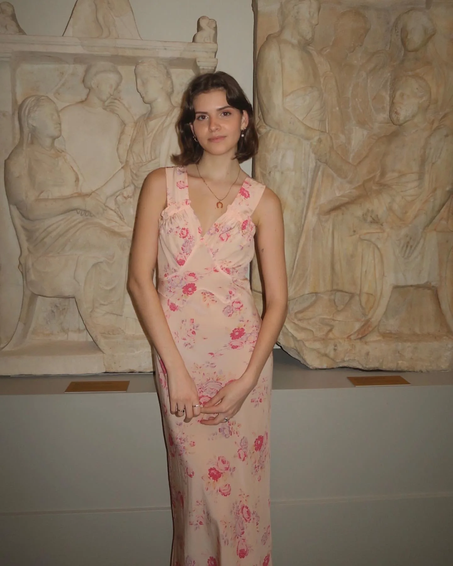 Women Sexy V-neck Pink Flower Print Sleeveless 100% Silk Maxi Long Dress
