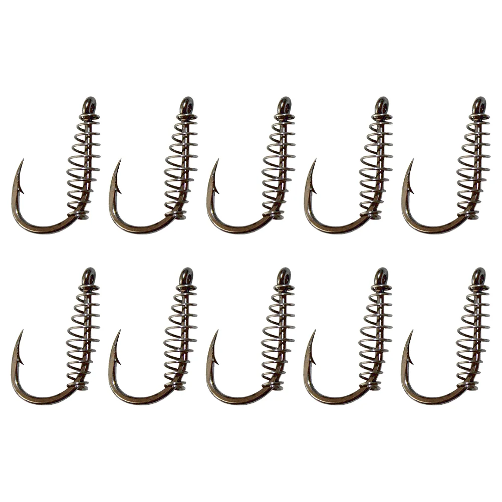 

10 Pcs Spring Hook Fishing Accessories Jigs Gear Circle Hooks Saltwater Outdoor Tackle