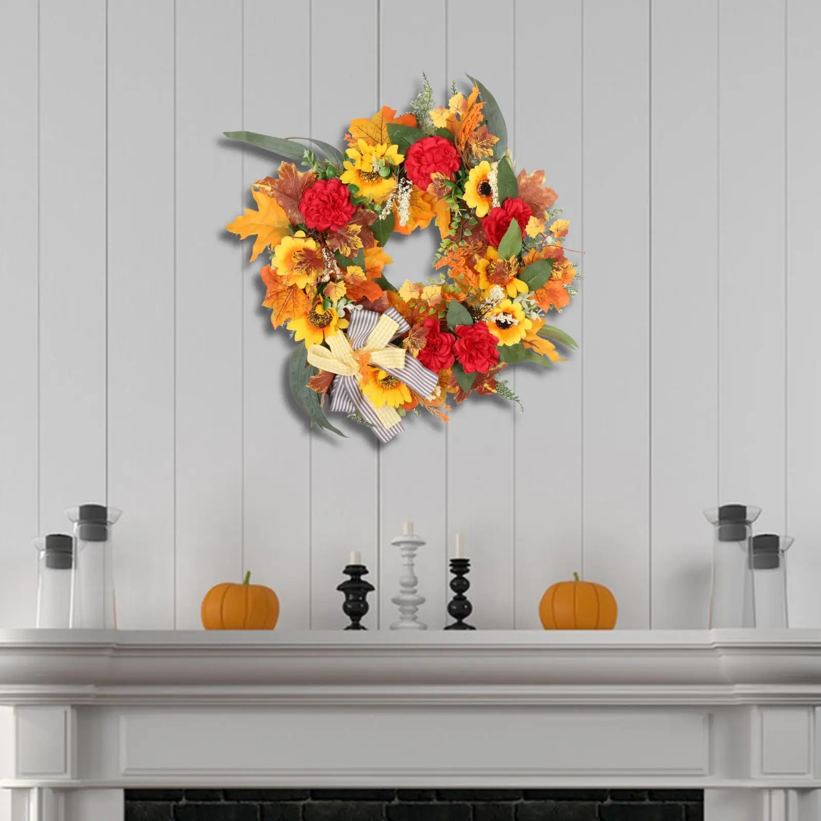 

Sunflowers Wreath Fall Decorations Handcrafted Autumn Wreath for Front Door for Thanksgiving Festivals Christmas Halloween Wall